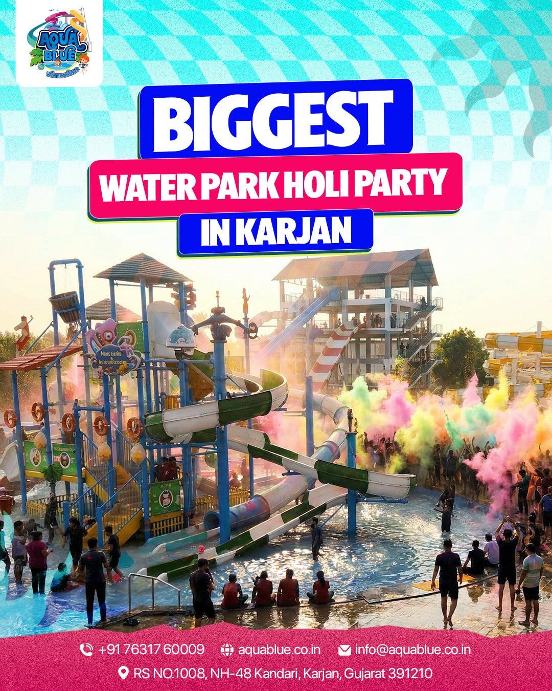 Aqua Blue Rang Rush  Biggest Waterpark Holi