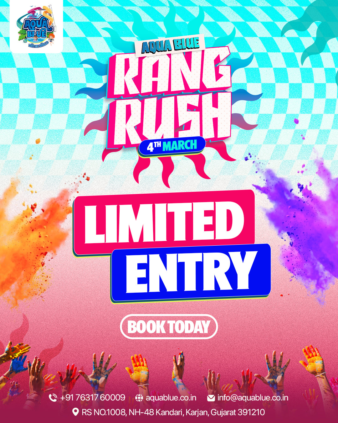 Aqua Blue Rang Rush  Biggest Waterpark Holi
